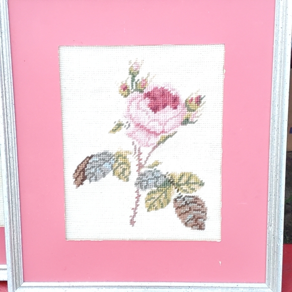 Framed Needlepoint Roses Set - Picture 3 of 9
